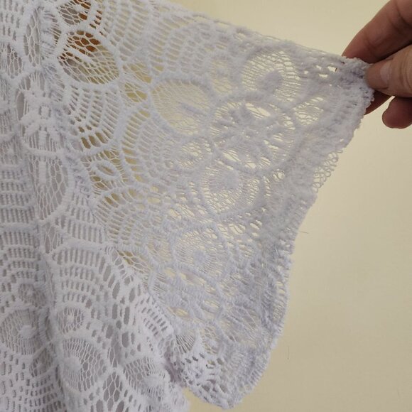 Kate & Mallory NWT White Lace Knit Short Sleeve Side Slit Tunic Top Size 2X - Picture 5 of 7